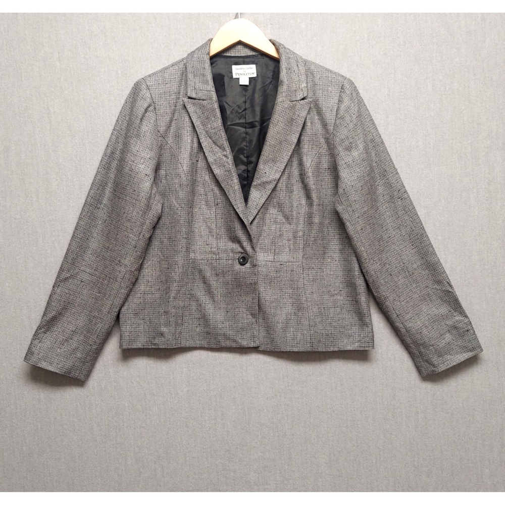 Pendleton Country Clothes Blazer 18 Wool Blend Gray Tweed Academia Cottagecore